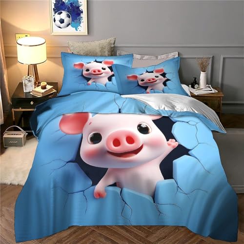Parure de lit cochon mignon 140x200 microfbre pour enfant - 6