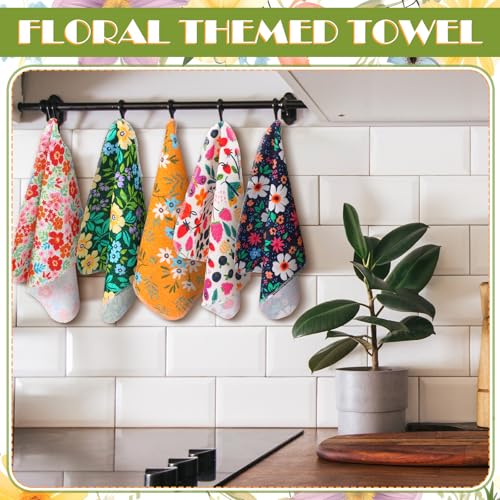 Image of Redbaker 18 Pcs Flower Reusable Paper Towels Rolls Washable Paperless Paper Towels Bulk Cloth Cotton Napkin with Cardboard Reusable Napkins for Kitchen Dishes Bathroom Home Table