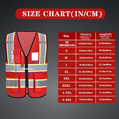 AYKRM 11 colors available red reflective vest High Visibility Breathable summer Reflective Safety Vest for Women Men Hi Viz Security with Pockets Zipper vest - Image 2