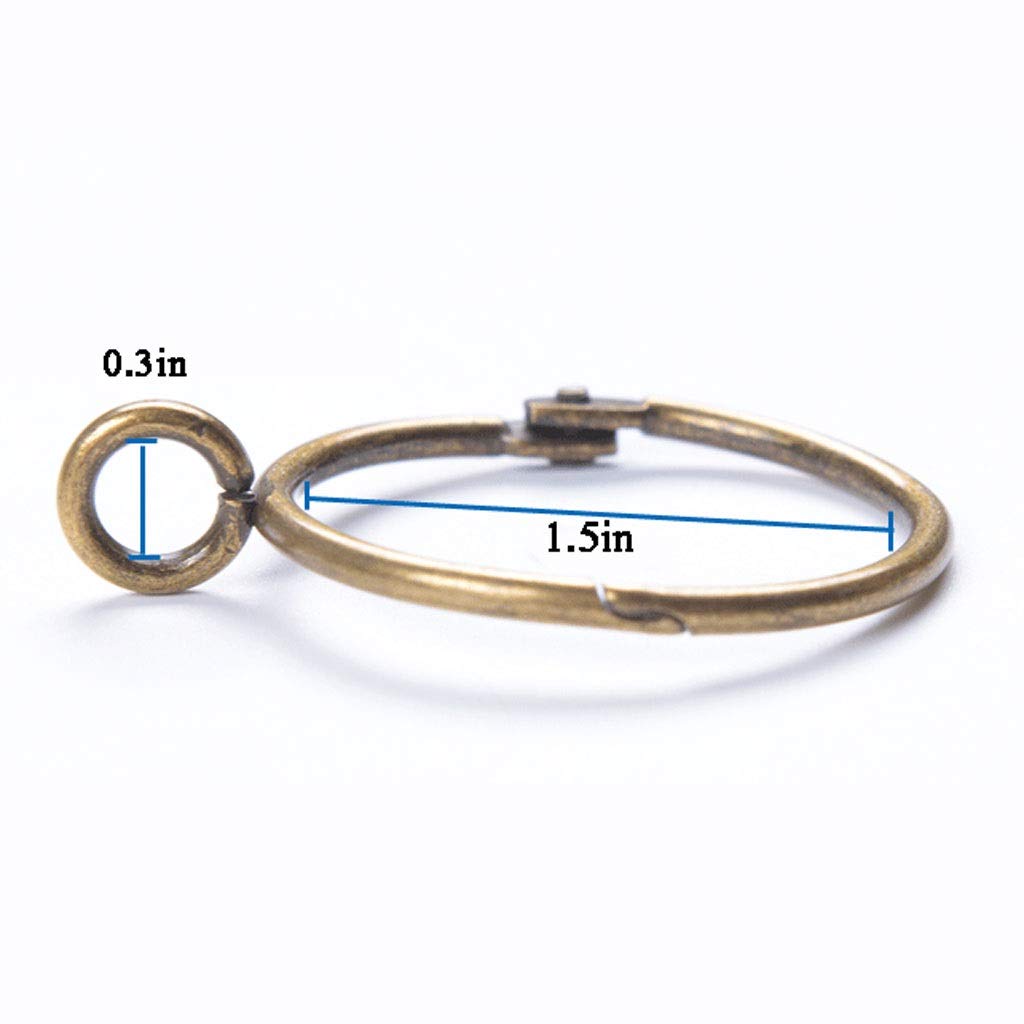 Anelli per Tende 10 Pezzi Anelli per Tende Aperti in Bronzo con Occhiello 1,5 Pollici Apribili in Ottone Anelli per Tende in Metallo Fibbia per Tenda da Doccia per Asta Fissa, Antiruggine, Facile da