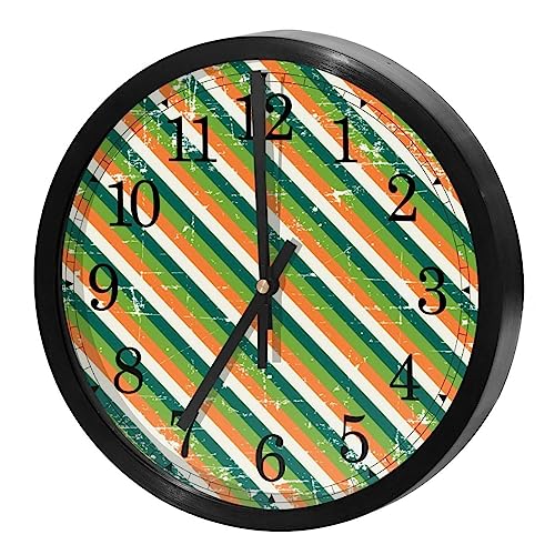 Horloge murale ronde pour école et bureau au design rayures Saint-Patrick - 2