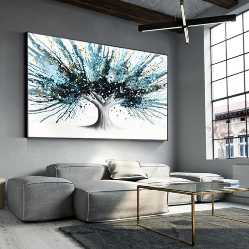 Impression toile arbre bleu abstrait 50x70cm pour habiller un mur vide