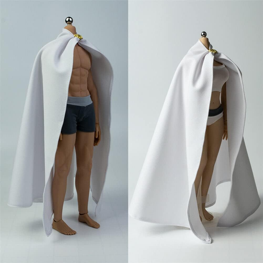 1/6 Scale Cape Cloak White Overcoat Clothes for 12inches Male Female Soldier Action Figure Doll (F)