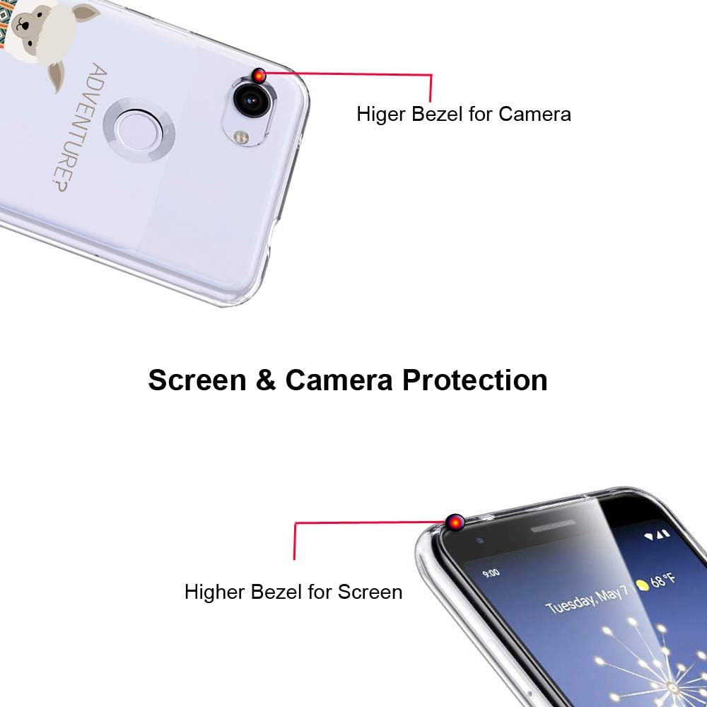 Unov Pixel 3a XL Case Clear with Design Soft TPU Shock Absorption Slim Embossed Pattern Protective Back Cover for Pixel 3a XL 6 inch (Alpaca Bags)