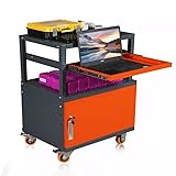TTBKA Industrial Computer Cabinet Tool Trolley, 28.3 x 16.5 x 59 inches, Mobile CNC Tool Cart with Drawers, Black