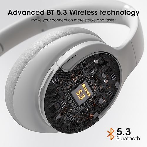 DOQAUS Słuchawki Nauszne Bluetooth, 90 Godzin Odtwarzania, Bezprzewodowe Słuchawki Bluetooth 5.3 Bloototh z Mikrofonem, Obracane o 90 Stopni, 3 Tryby EQ, Idealne do Podróży, Biura Domowego