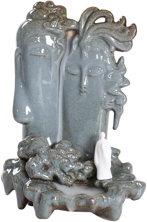 Incense Burner,Incense Stick Holder,Creative Backflow Incense Burner Buddha Statue Home Indoor Incense Holder Ceramic Ornaments Incense Holder Incense Burner