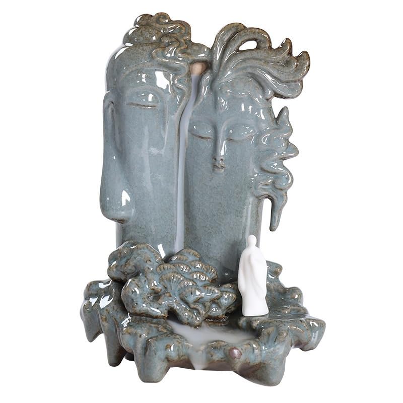 Statue de Bouddha cascade d'encens en céramique idée cadeau maison