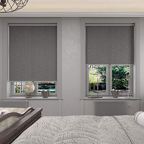 Changshade Cordless & Blackout Roller Shade, Room Darkening Rolled Up Shade, Fabric Window Blind, for Light Blocking/Sun Protection, 39 inches Wide, Gray ROL39GY72A
