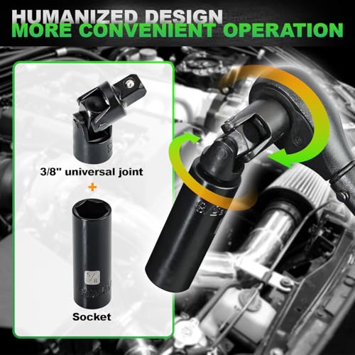 Image of 3 /8 inch Drive Impact Socket Set, 50 Piece Standard SAE (5 /16 to 3 /4 inch) and Metric (8-22mm) 6 Point, Extension Bars, Impact Universal Joint, Adapter, Cr-V Steel