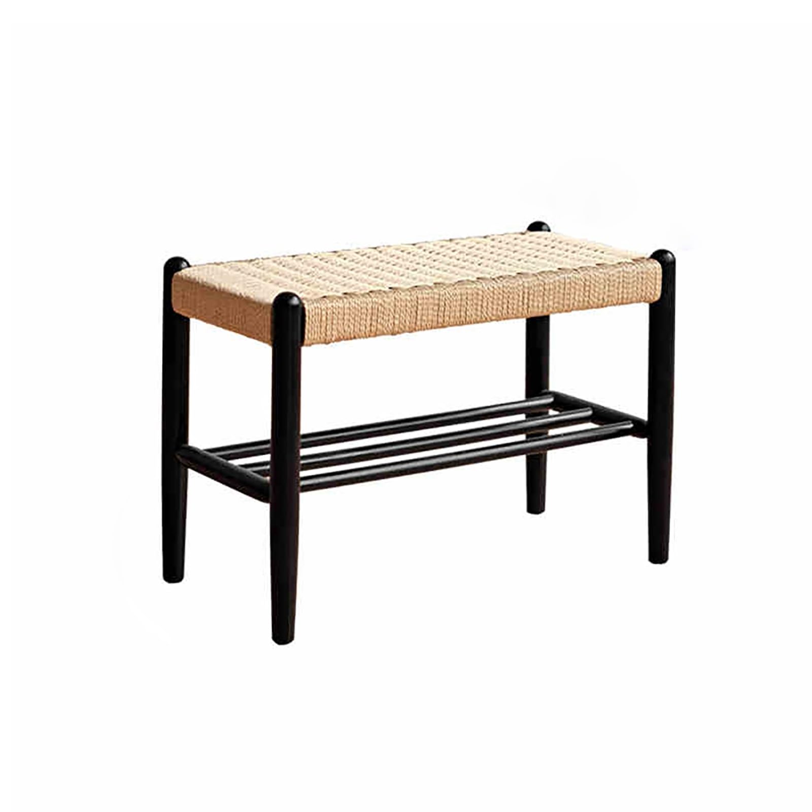 Banc d'entrée en bois avec assise rembourrée et rangement