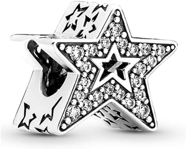 9 Pack Silver Bead Charms for Bracelets and Necklaces Charm for Woman Cubic Zirconias Dangle Pendant Jewelry Beads Set - Image 7