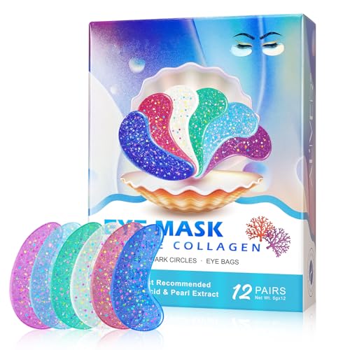 Patch Occhi-Eye Patch, Under Eye Mask, Eye Gel Pads, Maschera per Gli Occhi,Maschera occhi e Viso al Collagene per Idratante, Anti-età, Anti-Rughe,Cerchi Scuri ed Elimina Tasche,12 Pezzi