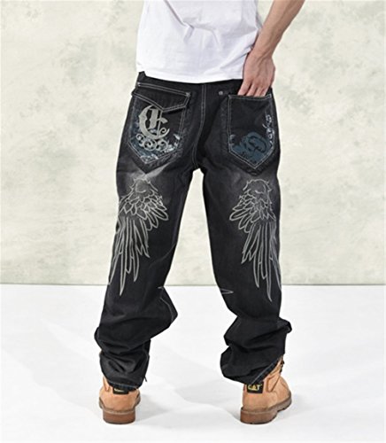 Men's Hip Hop Punk Rock Retro Baggy Embroidery Jeans Pants3