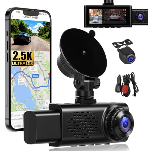 2.5K 3 Channel Dash Cam Front and Rear Inside, 3.16...