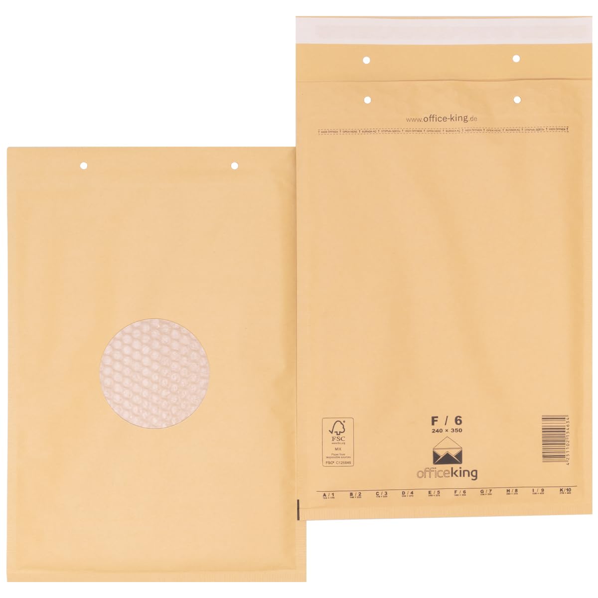 800 x Luftpolstertaschen braun Gr. F/6 (240x350 mm) DIN A4+ - Marken-Qualität von OfficeKing®