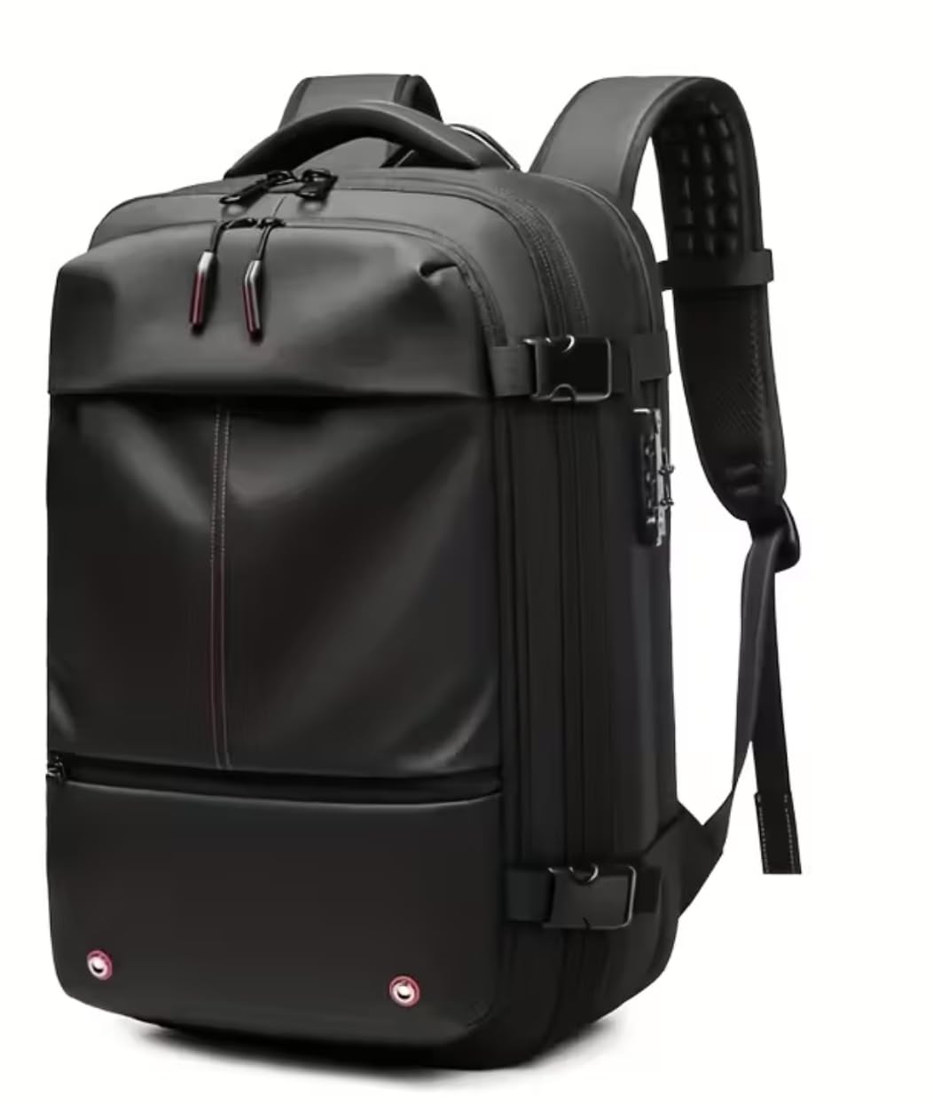 Sac à dos de voyage à compression sous vide avec serrure à combinaison, compartiment pour ordinateur portable de 17 pouces et manchon de chariot - Sac à dos robuste de haute qualité pour la randonnée