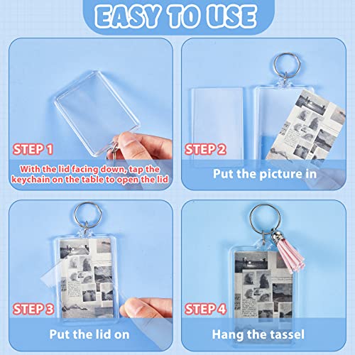 Rectangle Acrylic Keychain Blanks Acrylic Photo Keychain Picture Frame Keychain With Tassels, 2 X 3 Inch(12 Sets) #TOP3