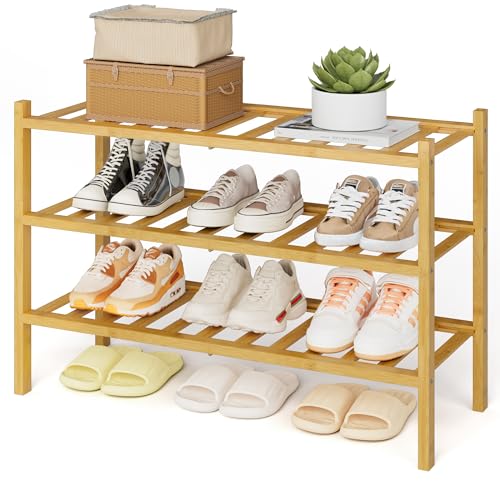 Kitsure Bamboo Stackable Shoe Organizer