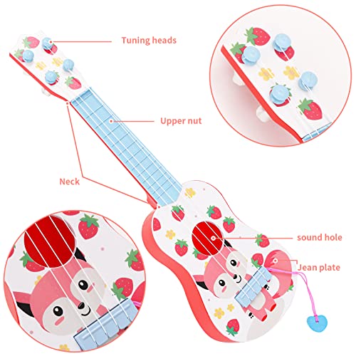 Gukasxi Gitarre für Kinder 41 cm Mini Gitarre Ukulele Gitarre Spielzeug mit 4 Stimmbare Saiten und Plektren, Kinder Ukulele Gitarre Spielzeug Musikalisches Lernspielzeug for Jungen (Bunt Fuchs)