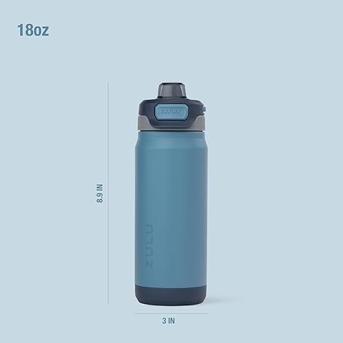 Miniatura 7 de ZULU Powerfill Pro - Botella de agua de acero inoxidable de 18 onzas para niños, con tapa de llenado rápido, triple pared aislada al vacío, tapa de