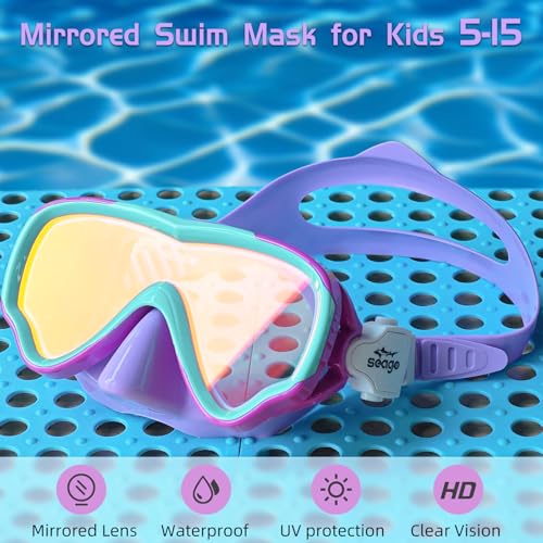 Seago Kids Swim Goggles for Kids 6-14 8-12 8-14 4-7, Swimming Goggles for Girls Boys Youth Anti-Fog 180° Clear Wide Vision No Leak Kids Underwater Pool Water Swim Glass with Nose Cover Mirrored Purple - Image 7