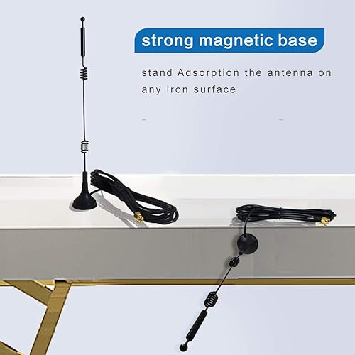 Miniatura 3 de Antena WiFi de doble banda de largo alcance (paquete de 2), eifagur 9dbi 2.4GHZ 5GHZ 5.8GHZ RP-SMA conector con base magnética para cámara IP,