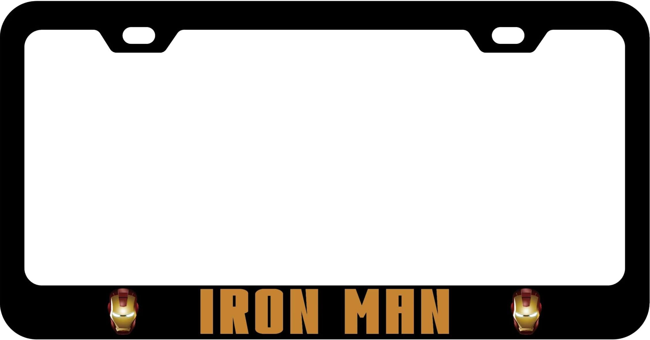 Black Metal fit Iron Man License Plate Frame,Hero tag Plate,The First Choice of Hero Fans (I-Ron Man Frame)