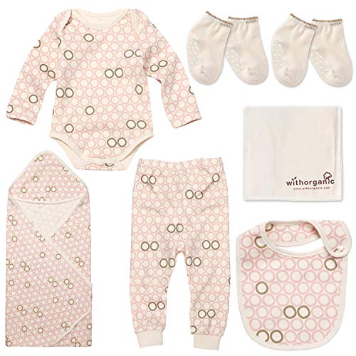 WithOrganic Premium Newborn Layette Gift Set - 7 Pieces | 100% Certified Organic Cotton for Baby Boy or Girl_ Pink Ladybug 2