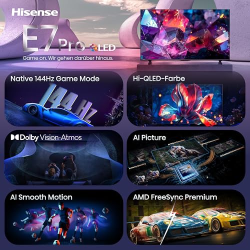 Hisense 75E7DS PRO Fernseher 75 Zoll, 4K UHD QLED, Smart TV, Hi Concerto, 144 Hz Game Mode, QLED Colour, Dolby Vision Atmos, Filmmaker… – Ansicht 3