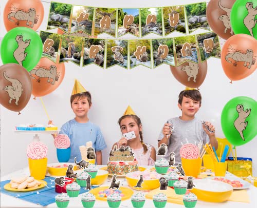 Otter Party Decorations Otter Party Supplies Includes Otters Happy Birthday Banner, Cake Topper, Cupcake Toppers, Balloons For Otters Birthday Decorations #TOP7