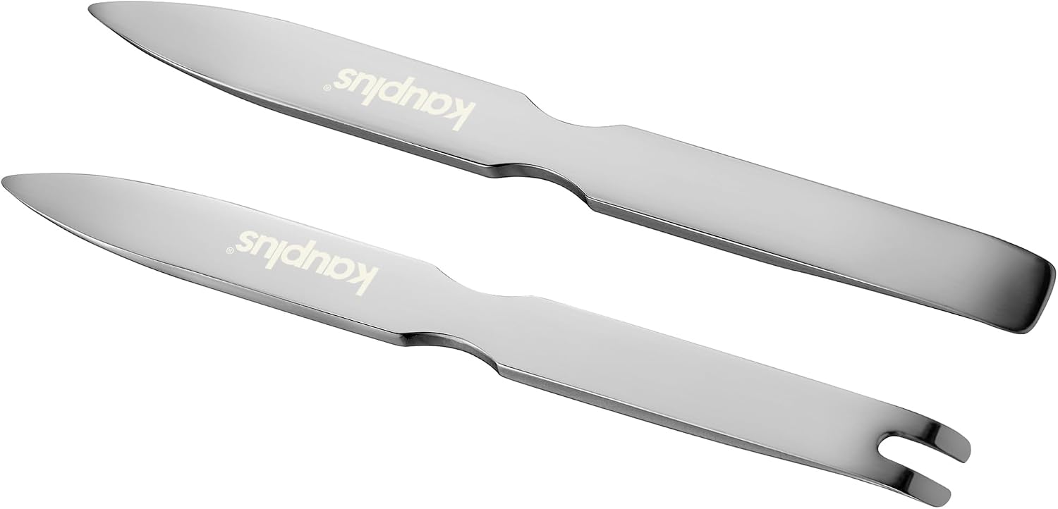 2PCS Trim Remover Tool Set, SK5 Thin Metal Double-Ended Curved & Straight Mini Panel Clip & Fastener Removal Tool Kit