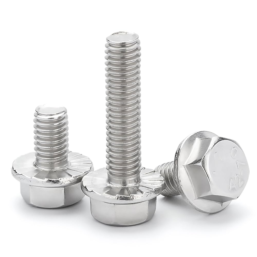 10 pezzi M5 M6 M8 M10 M12 A2-70 Acciaio inossidabile 304 GB5787 Testa esagonale con flangia seghettata Vite Rondella Bullone a testa(25mm,M10 x10pcs)