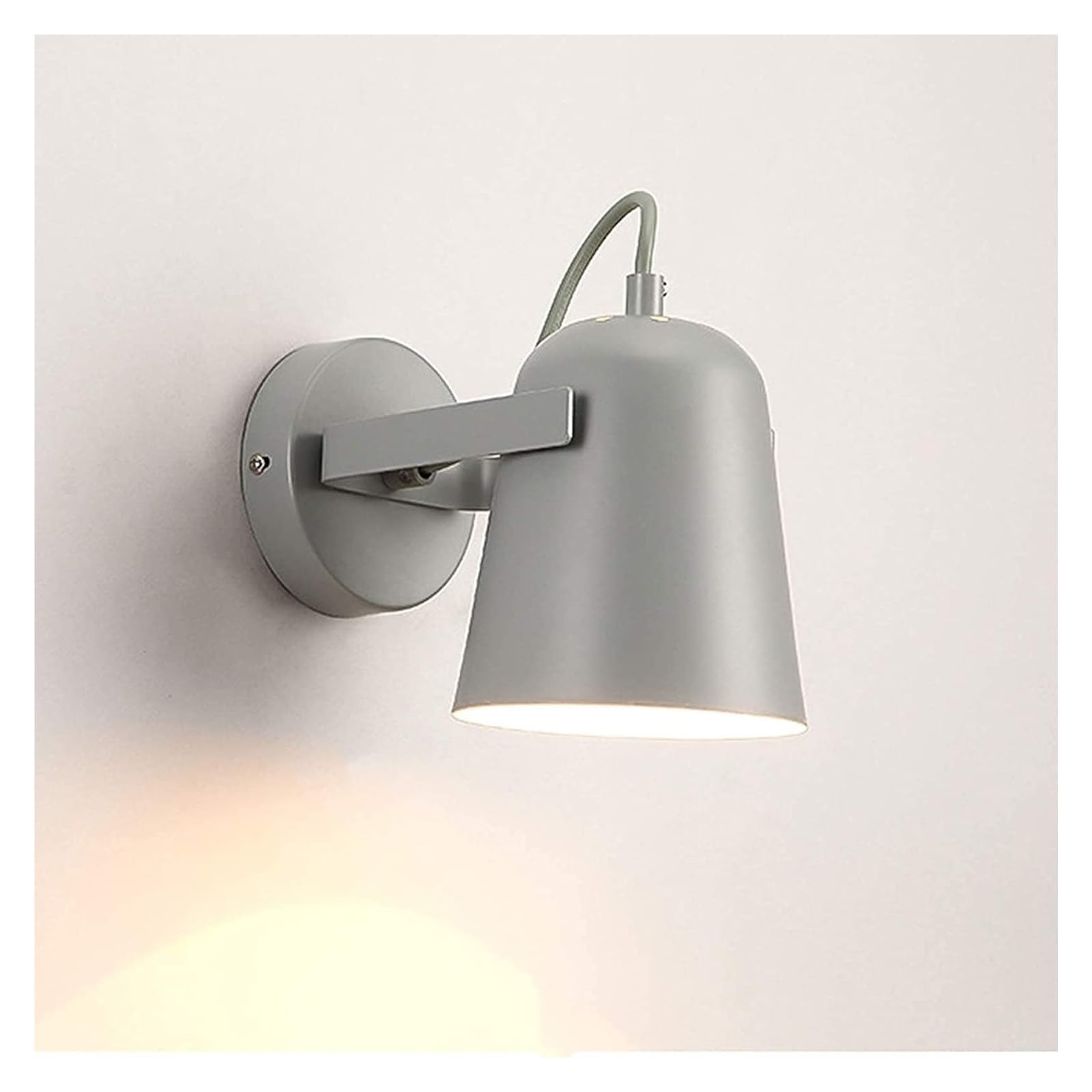 HXYSXHJUO Wall Lamp Light Sconce E27 Holder Iron Lampshade for Living Room Bedroom Bedside Study Aisle Led Indoor Lighting Fixture (Color : Gray, Size As Shown)