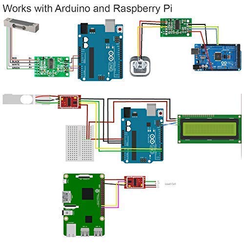 Stemedu Load Cell 5KG Amplifier HX711 24 Bit Precision A/D Module Pressure Weighing Sensor, Portable Kitchen Scale Digital Weight Sensor AD Module for Arduino Raspberry Pi