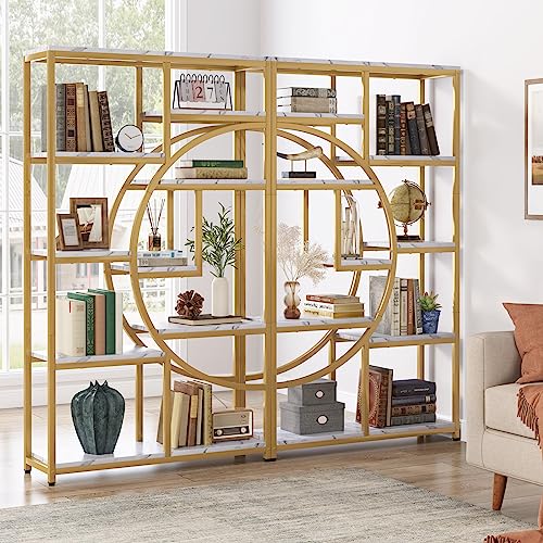 Image of Tribesigns Bookshelf Industrial 5 Tier Etagere Bookcase, Freestanding Tall Bookshelves Display Shelf Storage Organizer with 9-Open Storage Shelf for Living Room, Bedroom