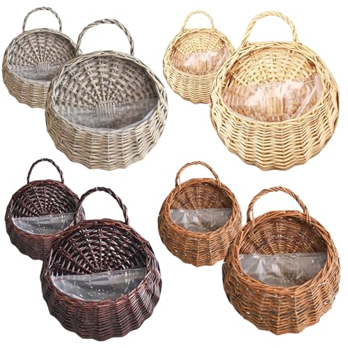 Panier de rangement mural à suspendre en rotin et pot de fleurs vintage pour maison