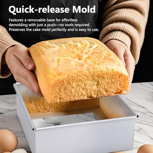 Plat à gâteau argenté en aluminium anodisé rigide de forme carrée - 5