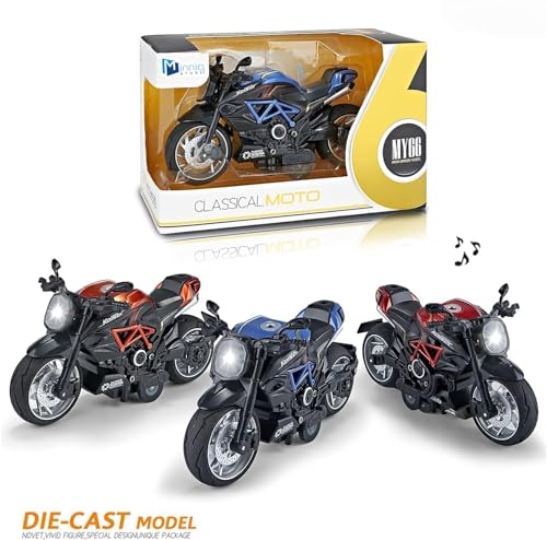 Image of Police Motorcycle Toy - Pull Back Motorcycle Toys, Tiny Gift with Music Lighting, Latte Motorcycles Toy for Kids Boys Age 3-8 Year Old [Multicolor] (1;14 Bike -3 Multicolor)