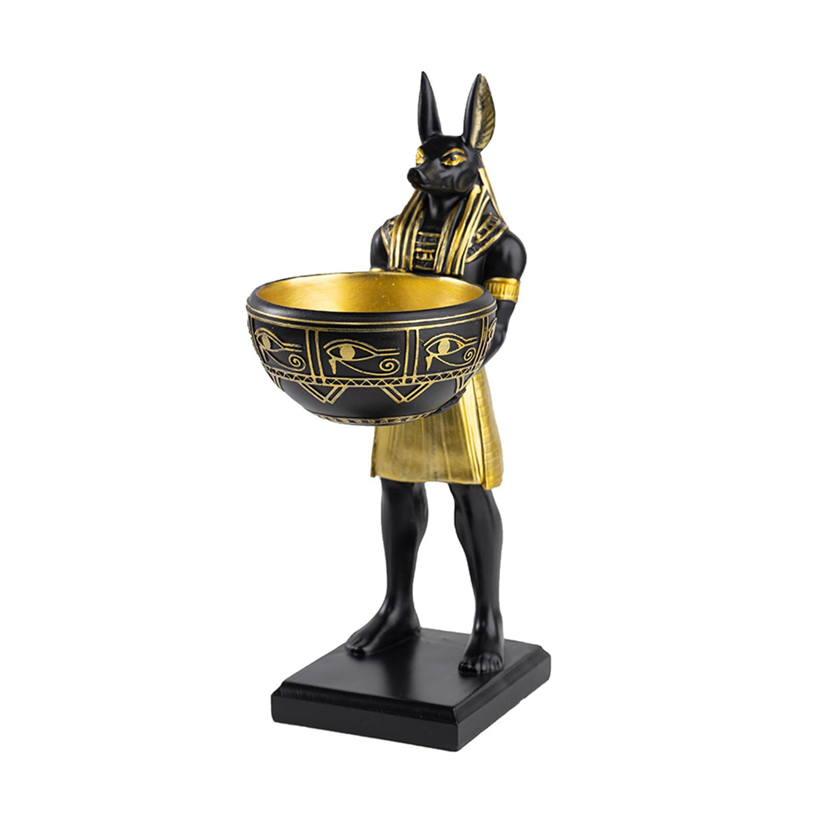 SpaLoo 10'' Anubis Statue Bowl, Resin Ancient Egyptian Decor, Vintage Figurine for Home, Bedroom, Kitchen, Bathroom, Office, Coffee Table, Bookshelf, Anubis Egypt Sculpture