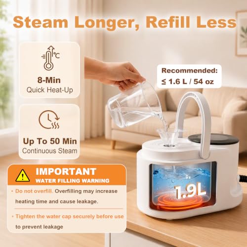 Homelike Moment 1500W High-Pressure Canister Steam Cleaner w/ 1.9L Tank, 230°F Steam & Accessories - image 3