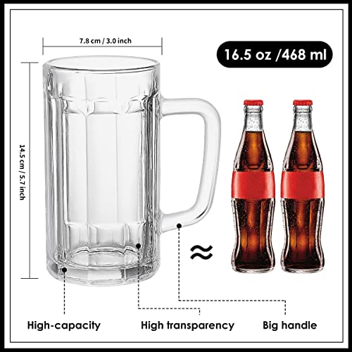Wwyybfk Beer Mugs Set, Beer Glasses Mug With Handle, 16.5Oz Glasses Beer Stein Mugs For Bar, Beverage, Dishwasher Freezer Safe 468Ml 2-Pack #TOP1