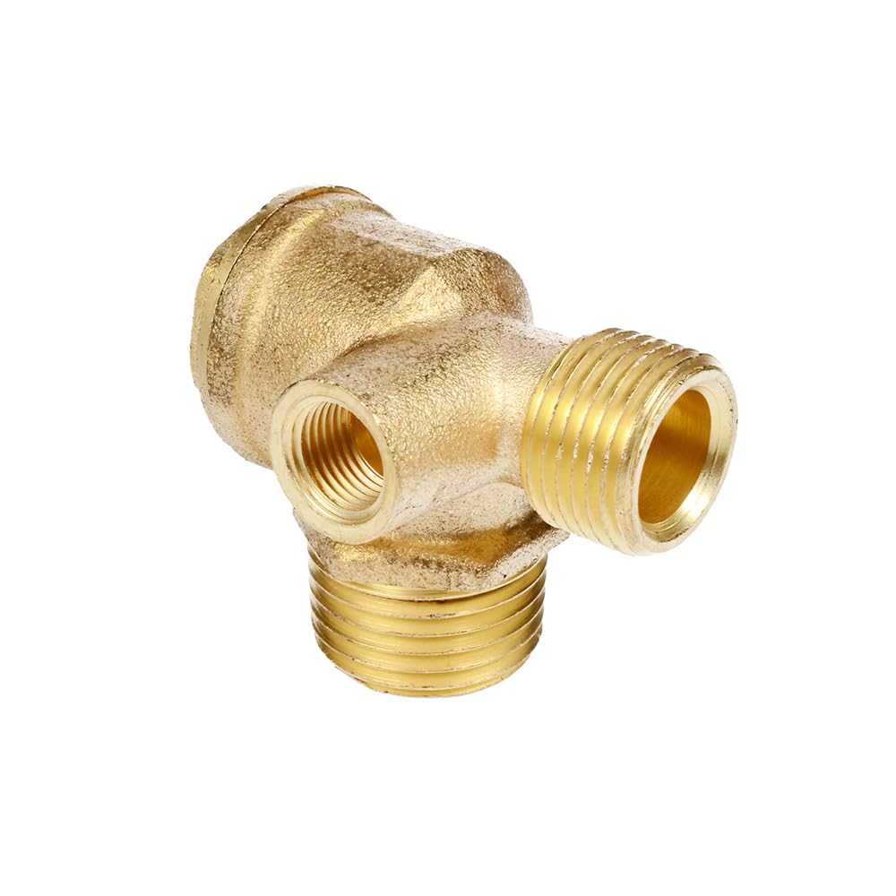 Air Compressor Check Valve, Female Threaded 90 Degree Tube Connector Tool, Pneumatic 3-Way Non-Return Check Valve, 1/2" x 3/8"