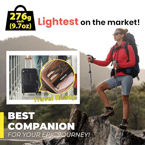 TREKOLOGY Trekking Poles – Adjustable, Collapsible Hiking,Walking Sticks for Men & Women, Lightweight Folding Poles for Backpacking, Seniors & Travel – TREKZ XE (Black) by TREKOLOGY - Used condition - Image 5