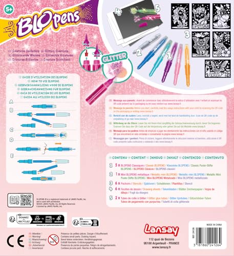Kit Blopens Lansay 24126 – Feutres Aérographe avec Pochoirs et Colle Glitter - vue 4