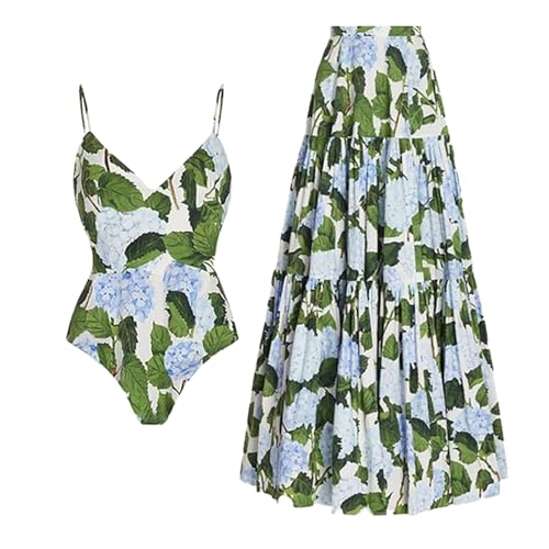 Trajes de baño con volantes para mujer, traje de baño de 1 pieza + 1 pieza, traje de baño de dos piezas, estampado vintage, monokini, bikini de 2 piezas, traje de baño de neopreno de dos piezas para