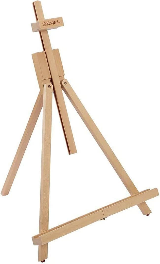 KINGART Tabletop A-Frame Artists Easel, Holds Up to 27" Canvas, Solid Wood, Folding, Portable and Adjustable, for Painting and Display