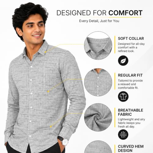 Image of Men's Khadi Cotton Regular Fit Shirt | Full Sleeve Breathable Casual & Office Wear Shirt for Men