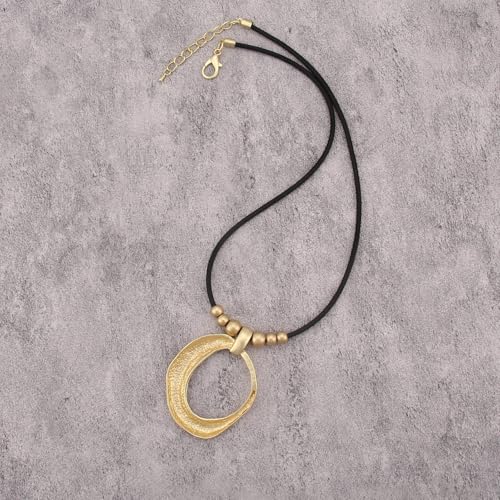 JAOYU Boho Choker Necklaces Women Casual Leather Necklace Gold Big Circle Renaissance Necklace Vintage Style by JAOYU - Image 5