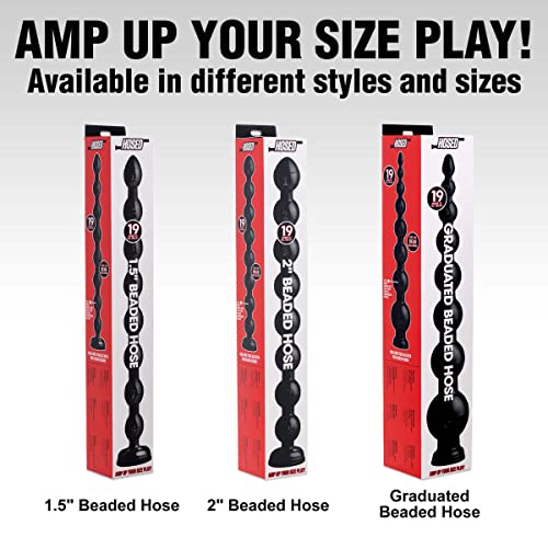 Hosed 19 Inch Beaded Graduated Anal Snake For Size Play Men & Women, Beads For Beginner And Expert Training And Stretching With Stong Suction Cup Base. 1-3.5 Inch Beads, Black Pvc, Waterproof. #TOP6
